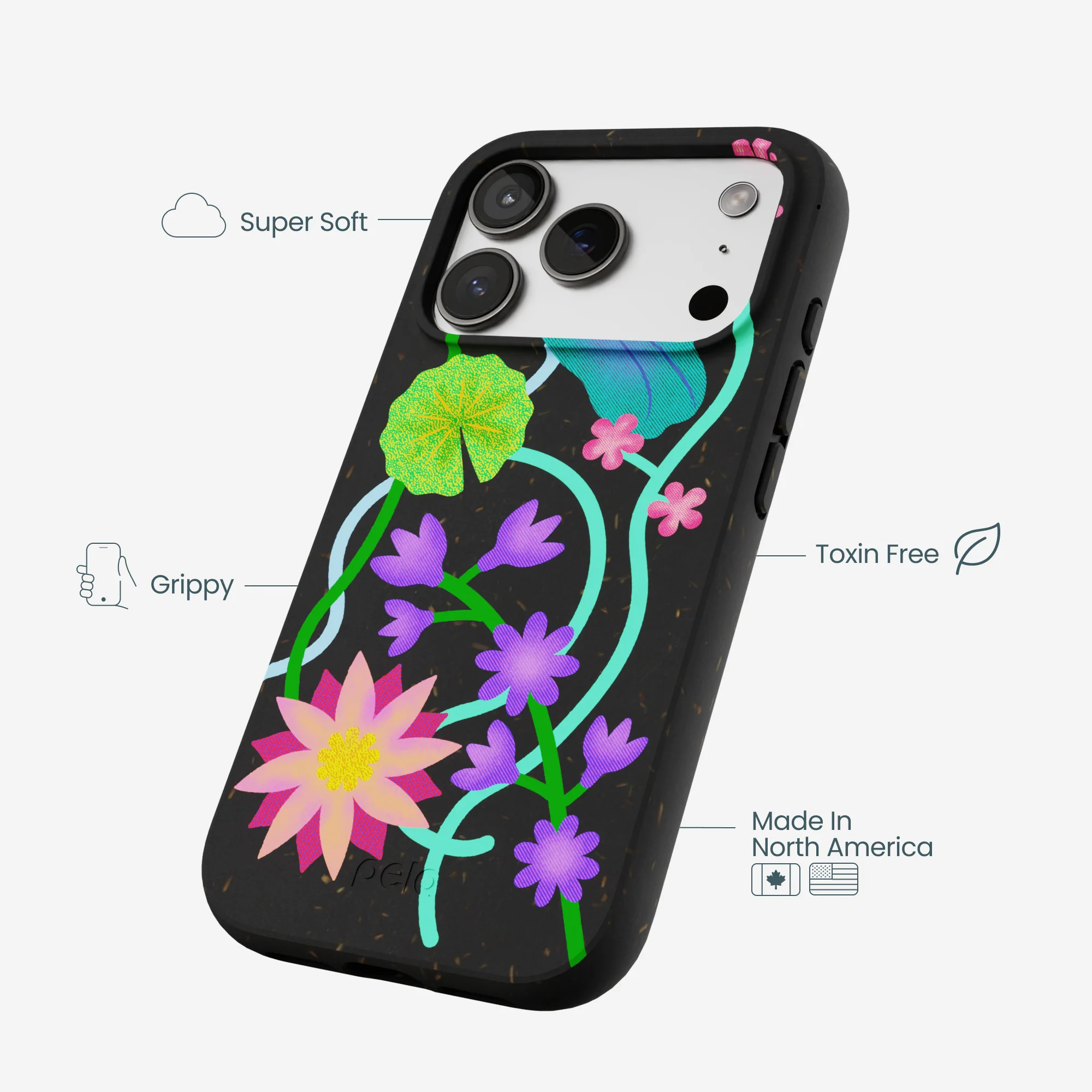 Black Neon Garden iPhone 17 Pro Case - Image 4