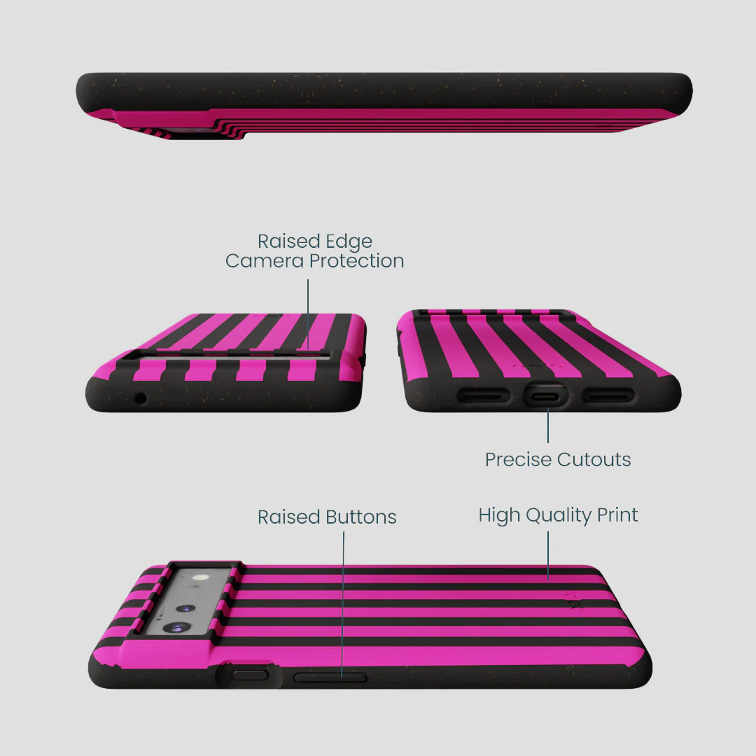 Black Pink Stripes Google Pixel 6 Case - Image 2