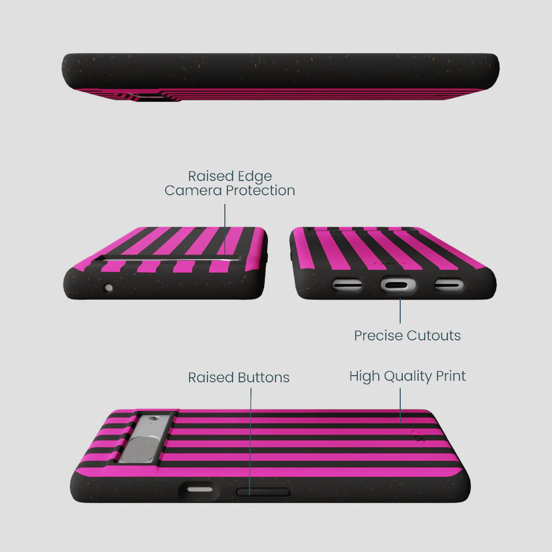 Black Pink Stripes Google Pixel 7 Case - Image 2