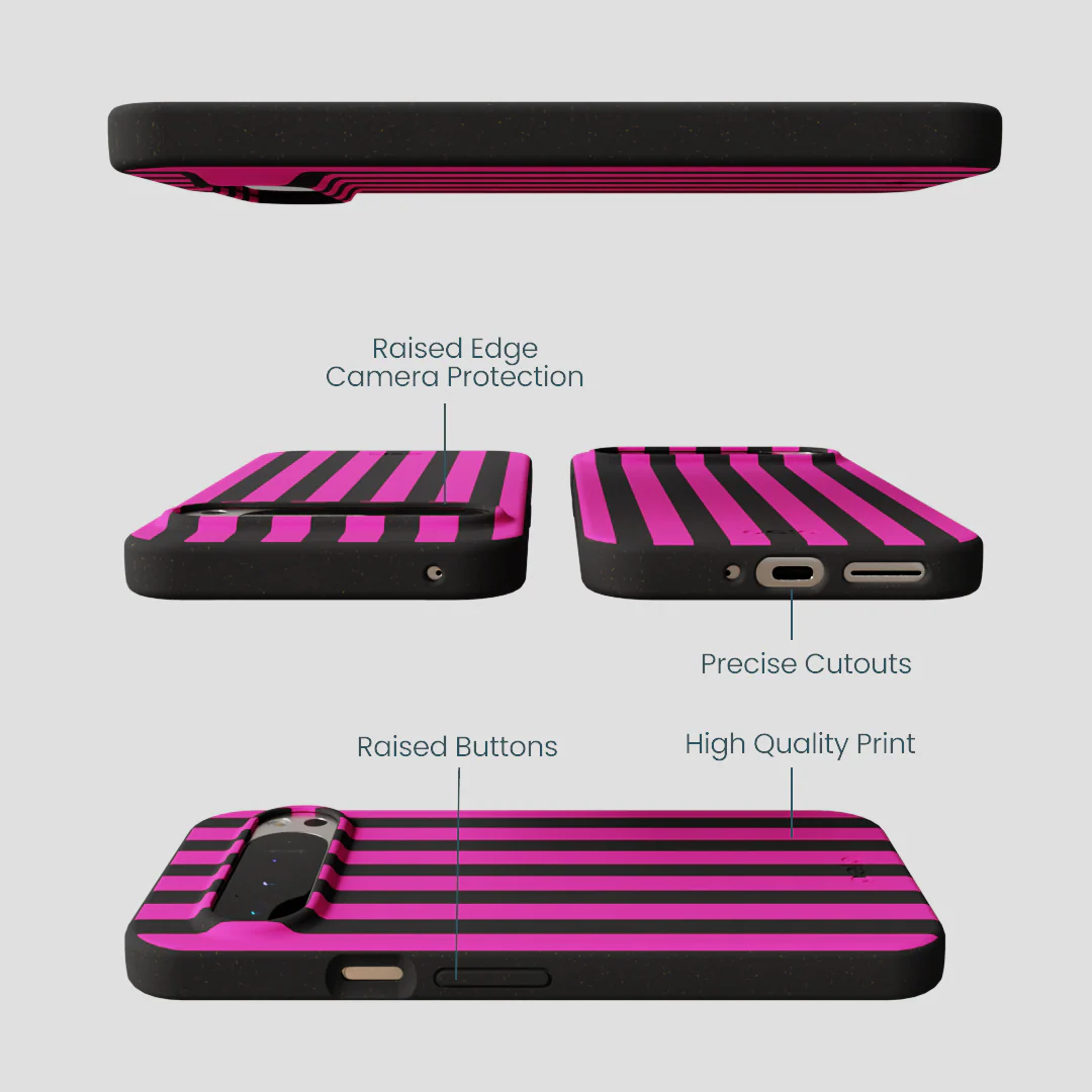 Black Pink Stripes Google Pixel 9 Pro XL Case - Image 2