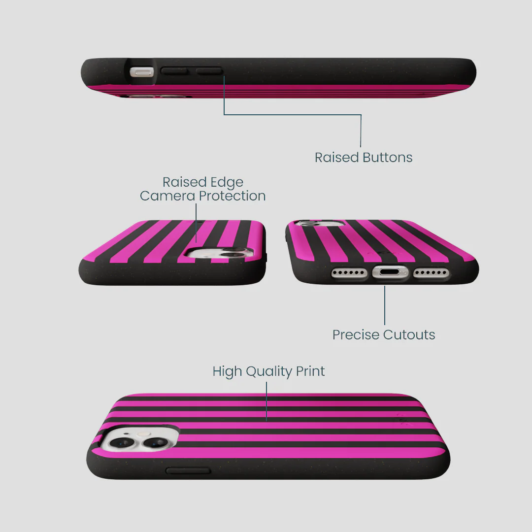 Black Pink Stripes iPhone 11 Case - Image 3