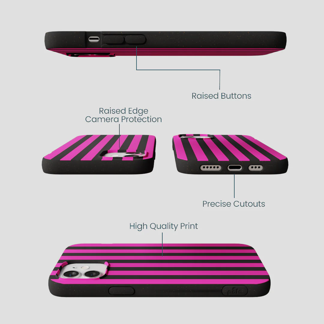 Black Pink Stripes iPhone 12/ iPhone 12 Pro Case - Image 3