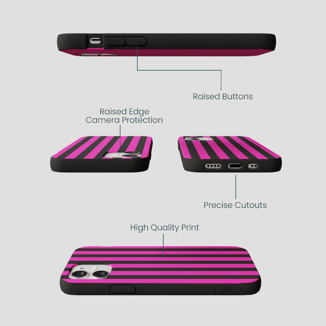 Black Pink Stripes iPhone 12 Mini Case - Image 3