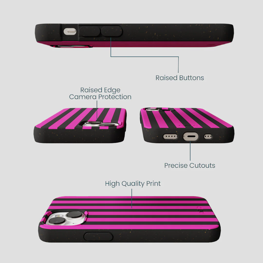 Black Pink Stripes iPhone 13 Case - Image 3