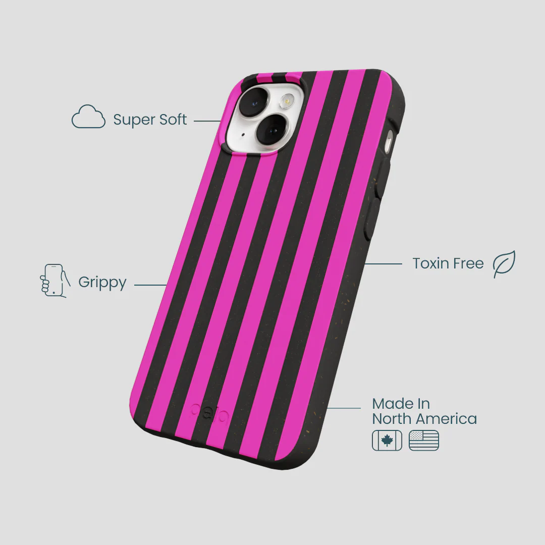Black Pink Stripes iPhone 13 Case - Image 4