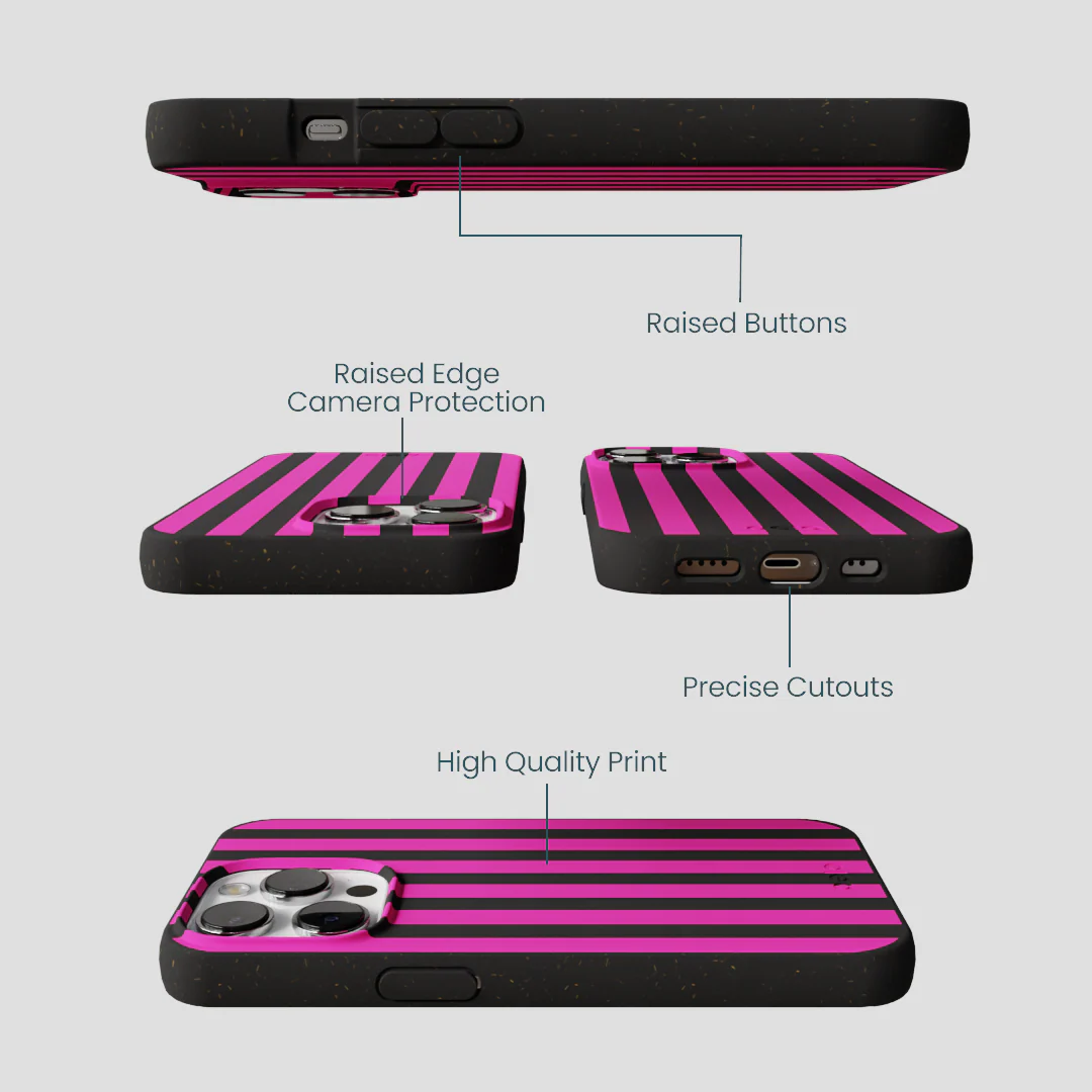 Black Pink Stripes iPhone 13 Pro Case - Image 3