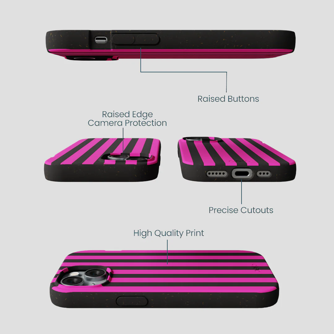 Black Pink Stripes iPhone 14 Case - Image 3