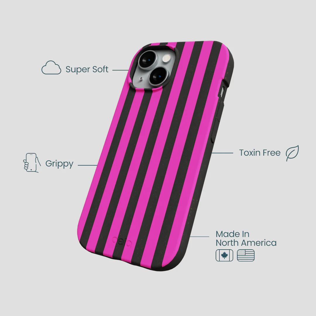 Black Pink Stripes iPhone 14 Case - Image 4