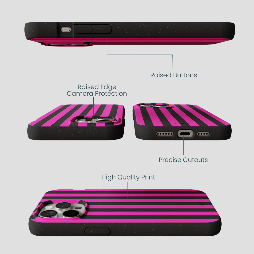 Black Pink Stripes iPhone 14 Pro Max Case - Image 3