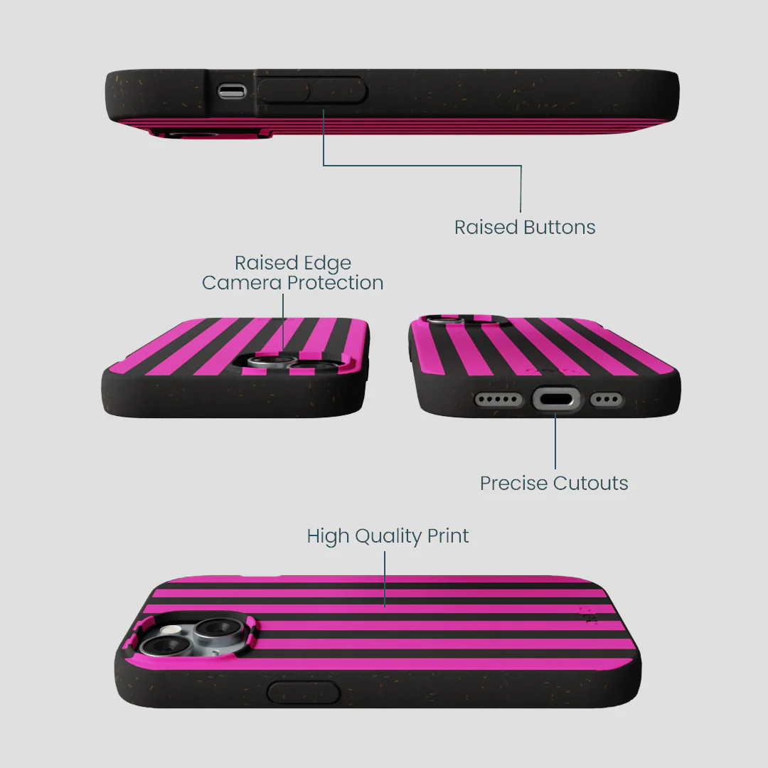 Black Pink Stripes iPhone 15 Case - Image 3
