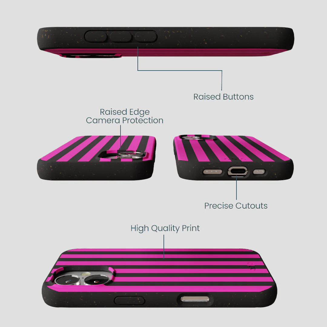 Black Pink Stripes iPhone 16 Case - Image 3
