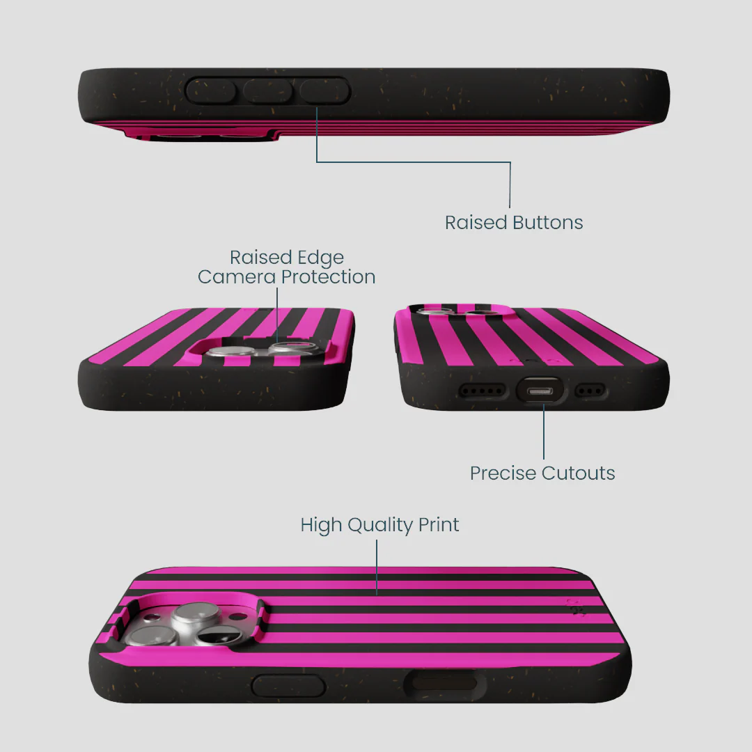 Black Pink Stripes iPhone 16 Pro Case - Image 3