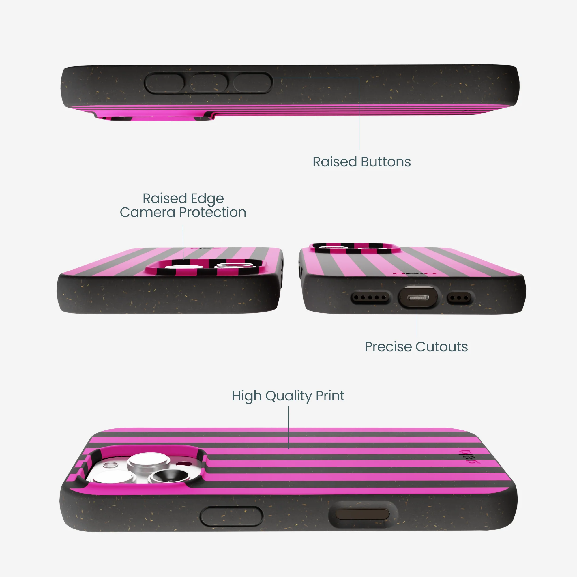 Black Pink Stripes iPhone 16 Pro Max Case - Image 3