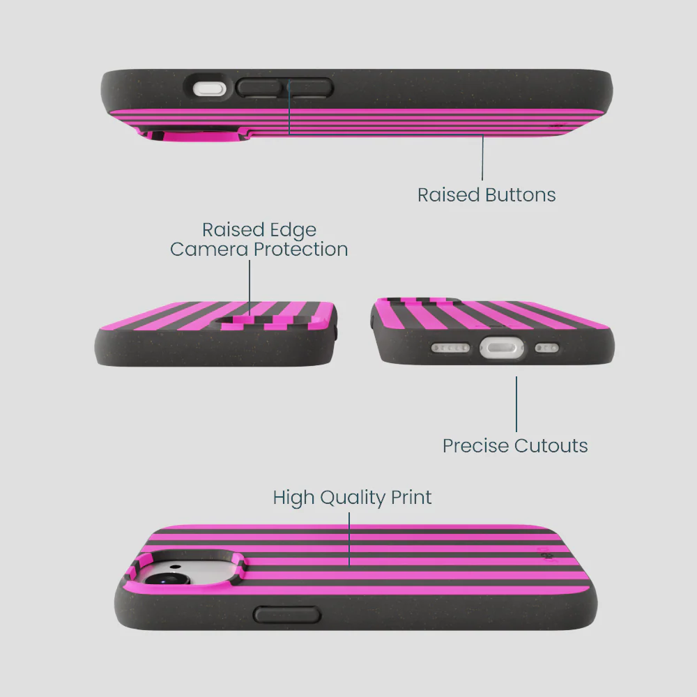 Black Pink Stripes iPhone 16e/17e Case - Image 3