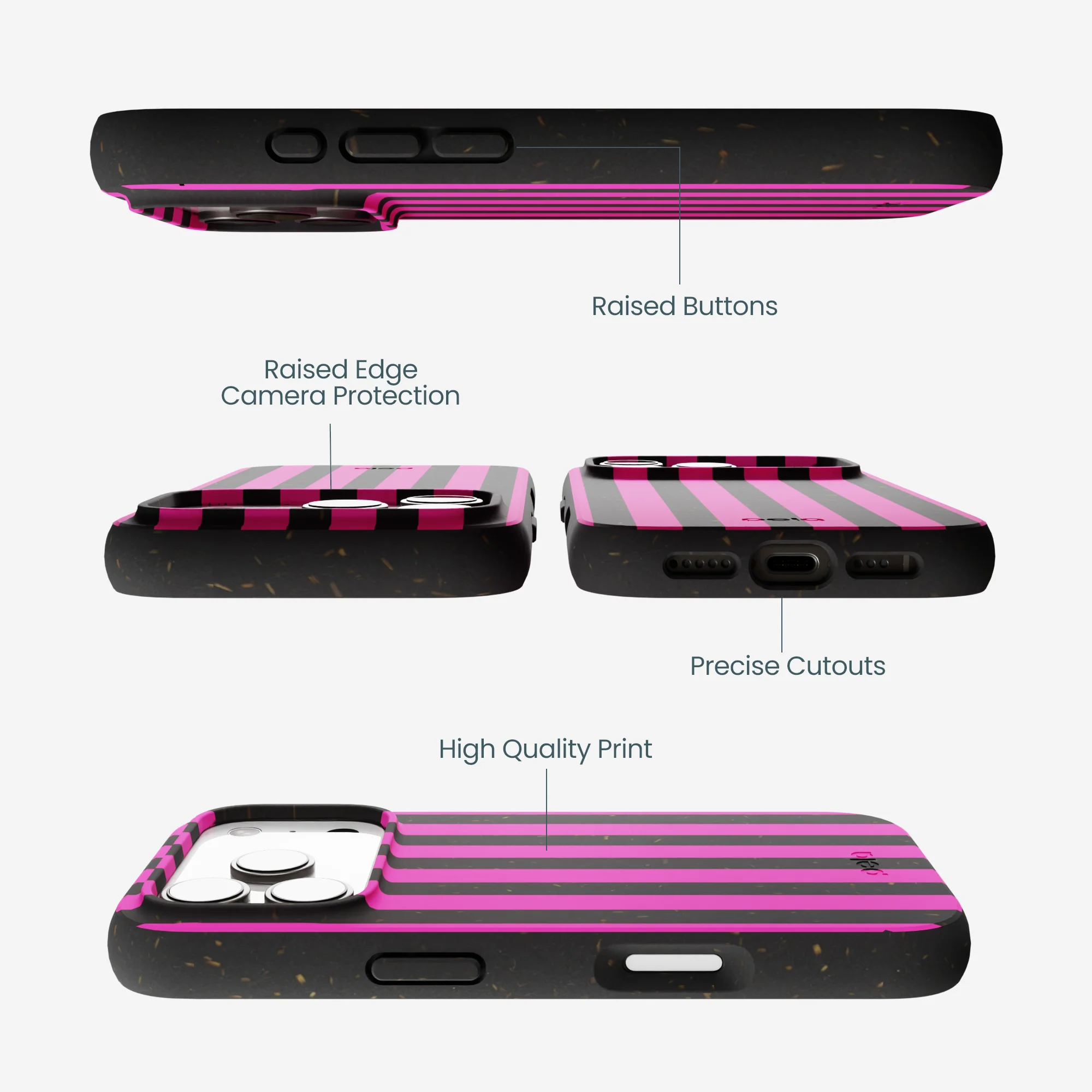 Black Pink Stripes iPhone 17 Pro Case - Image 3