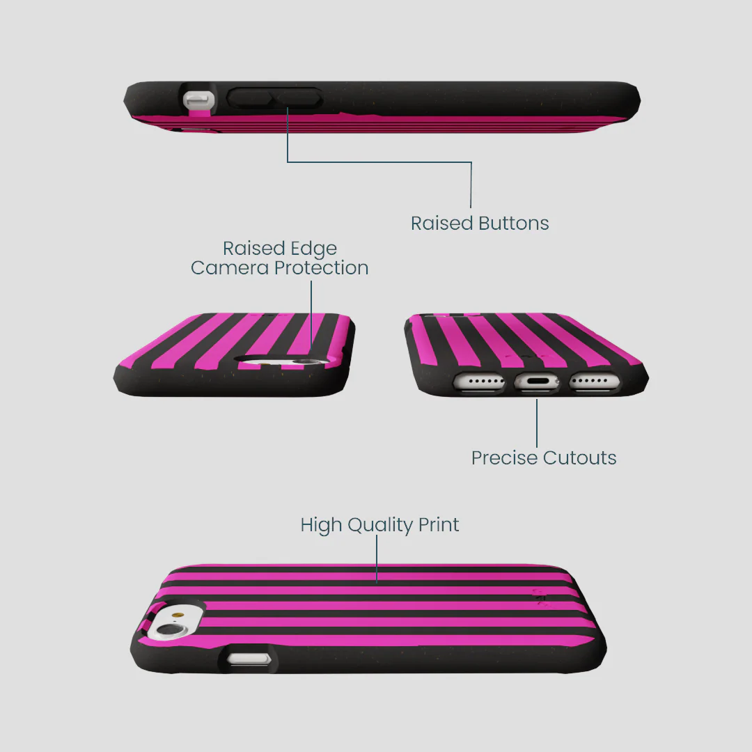 Black Pink Stripes iPhone 6/6s/7/8/SE Case - Image 3