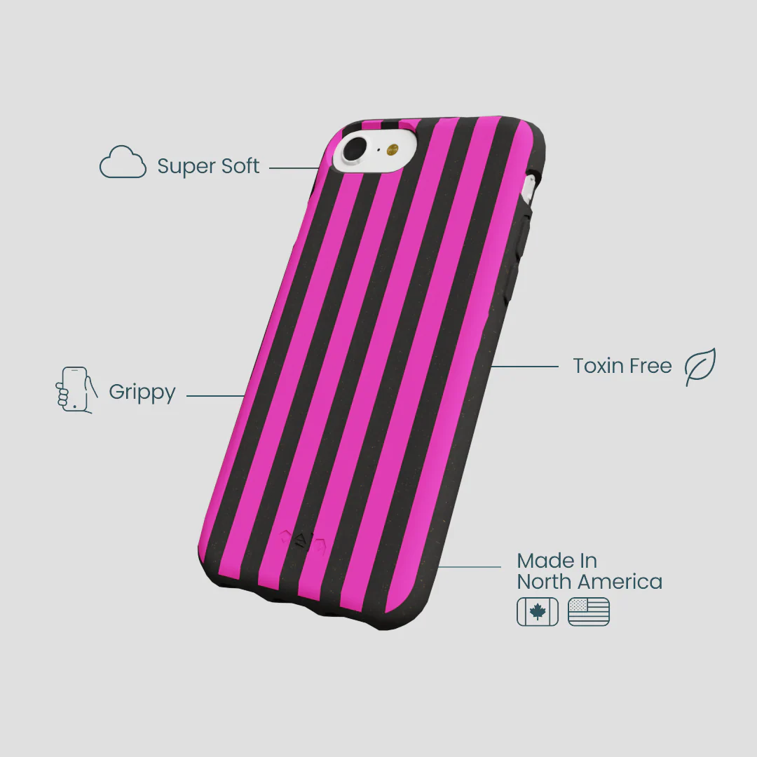 Black Pink Stripes iPhone 6/6s/7/8/SE Case - Image 4