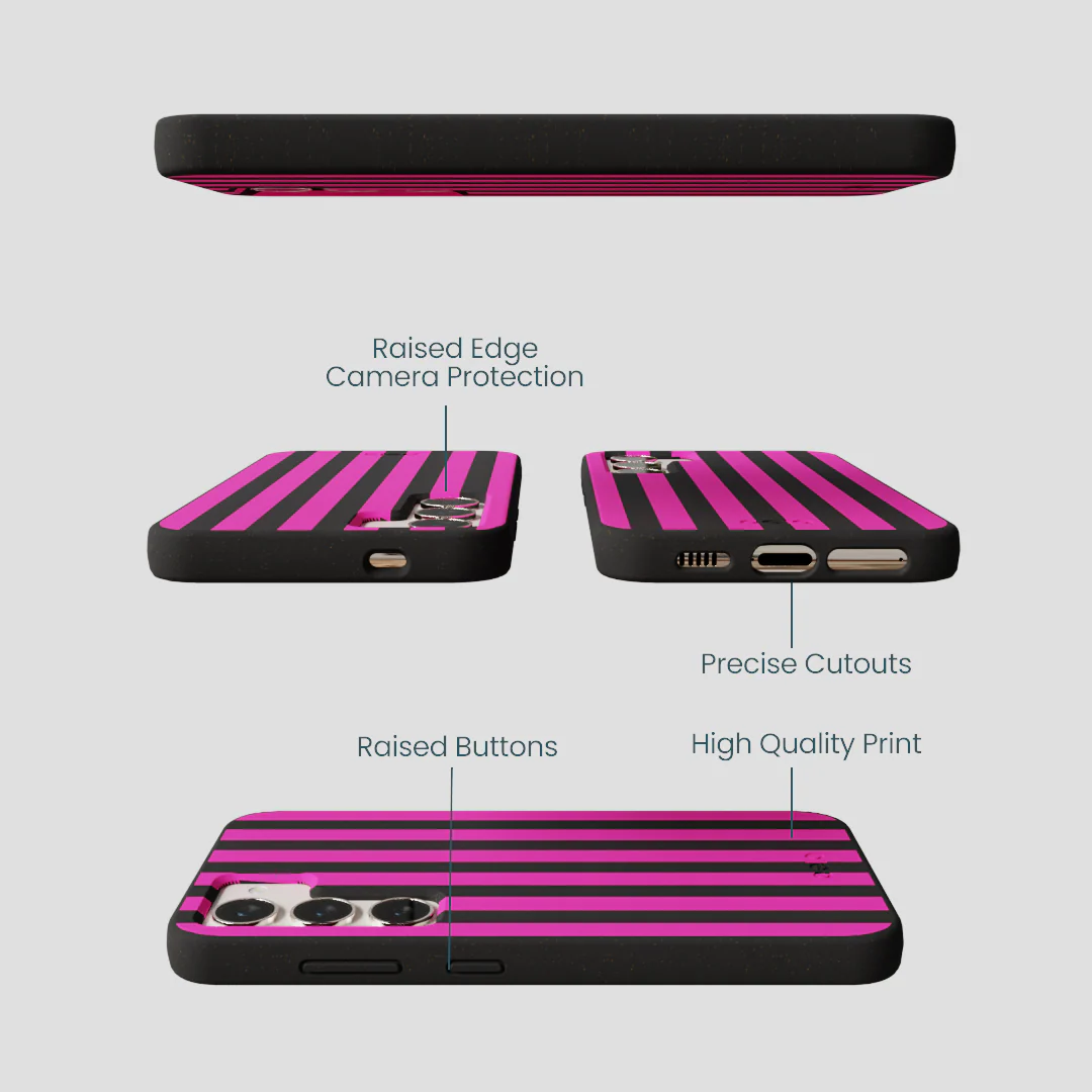 Black Pink Stripes Samsung Galaxy S23 Case - Image 2