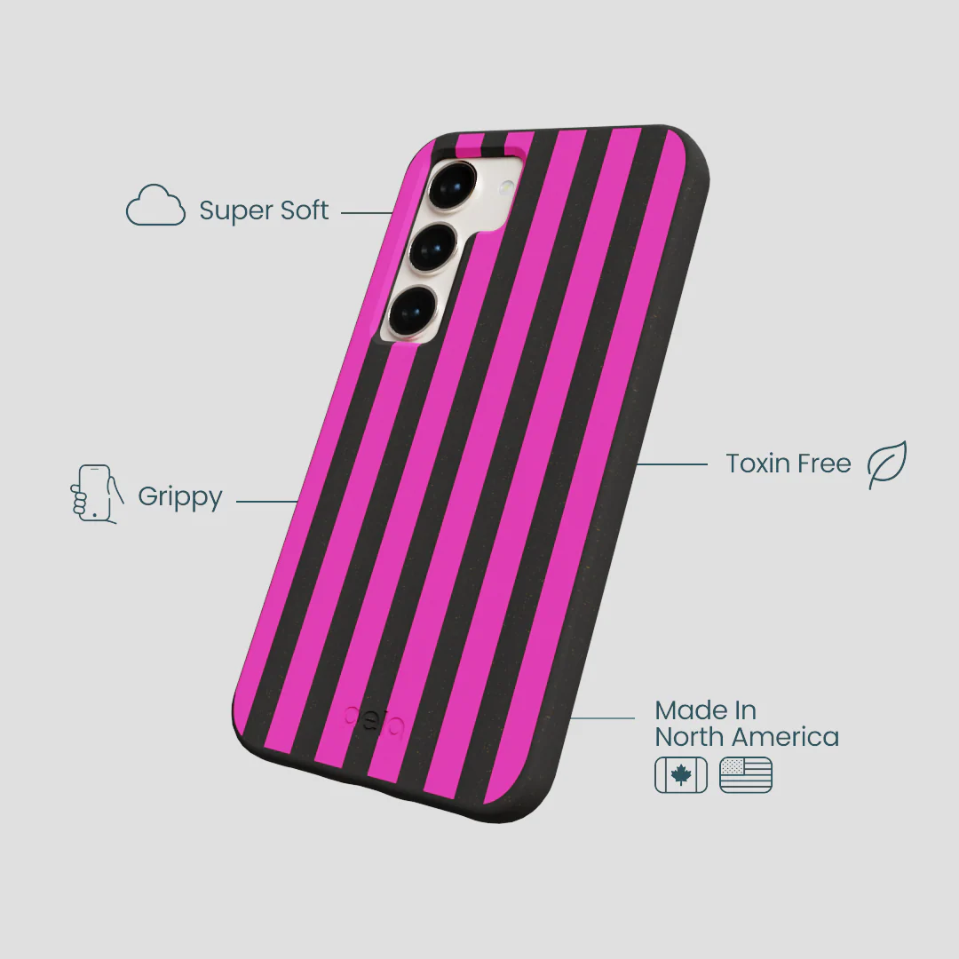 Black Pink Stripes Samsung Galaxy S23 Case - Image 3