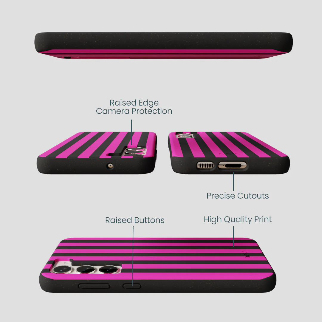 Black Pink Stripes Samsung Galaxy S23+(Plus) Case - Image 2