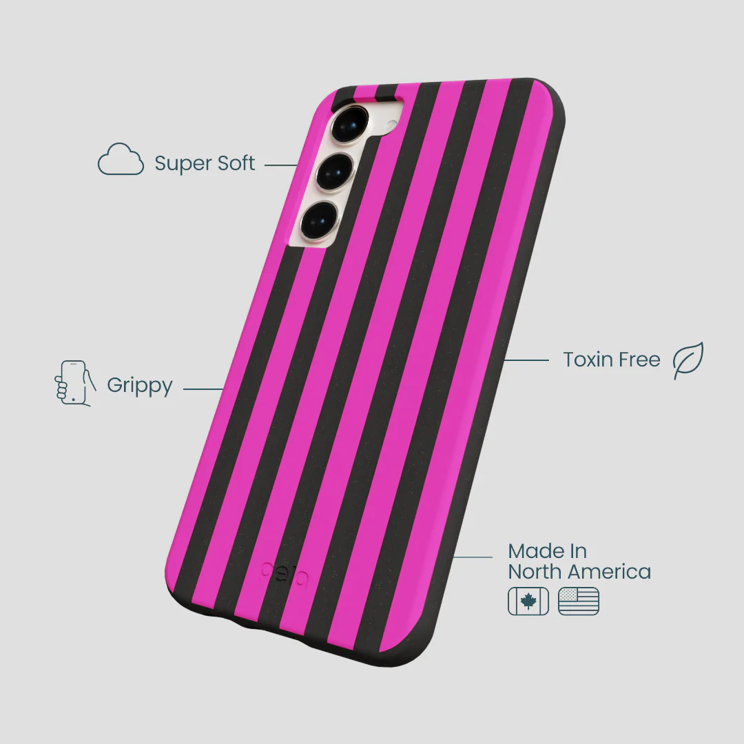 Black Pink Stripes Samsung Galaxy S23+(Plus) Case - Image 3
