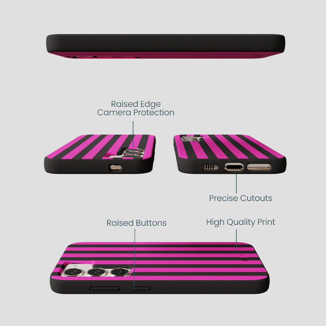 Black Pink Stripes Samsung Galaxy S24 Case - Image 2