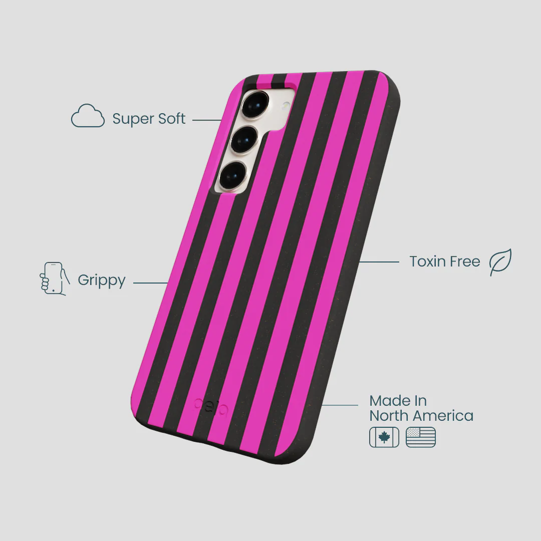 Black Pink Stripes Samsung Galaxy S24 Case - Image 3