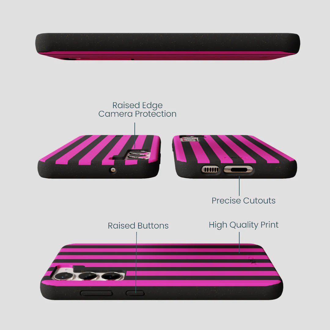 Black Pink Stripes Samsung Galaxy S24+(Plus) Case - Image 2