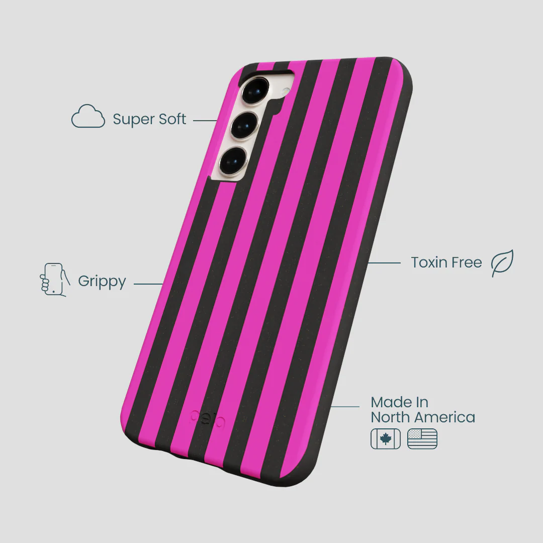 Black Pink Stripes Samsung Galaxy S24+(Plus) Case - Image 3