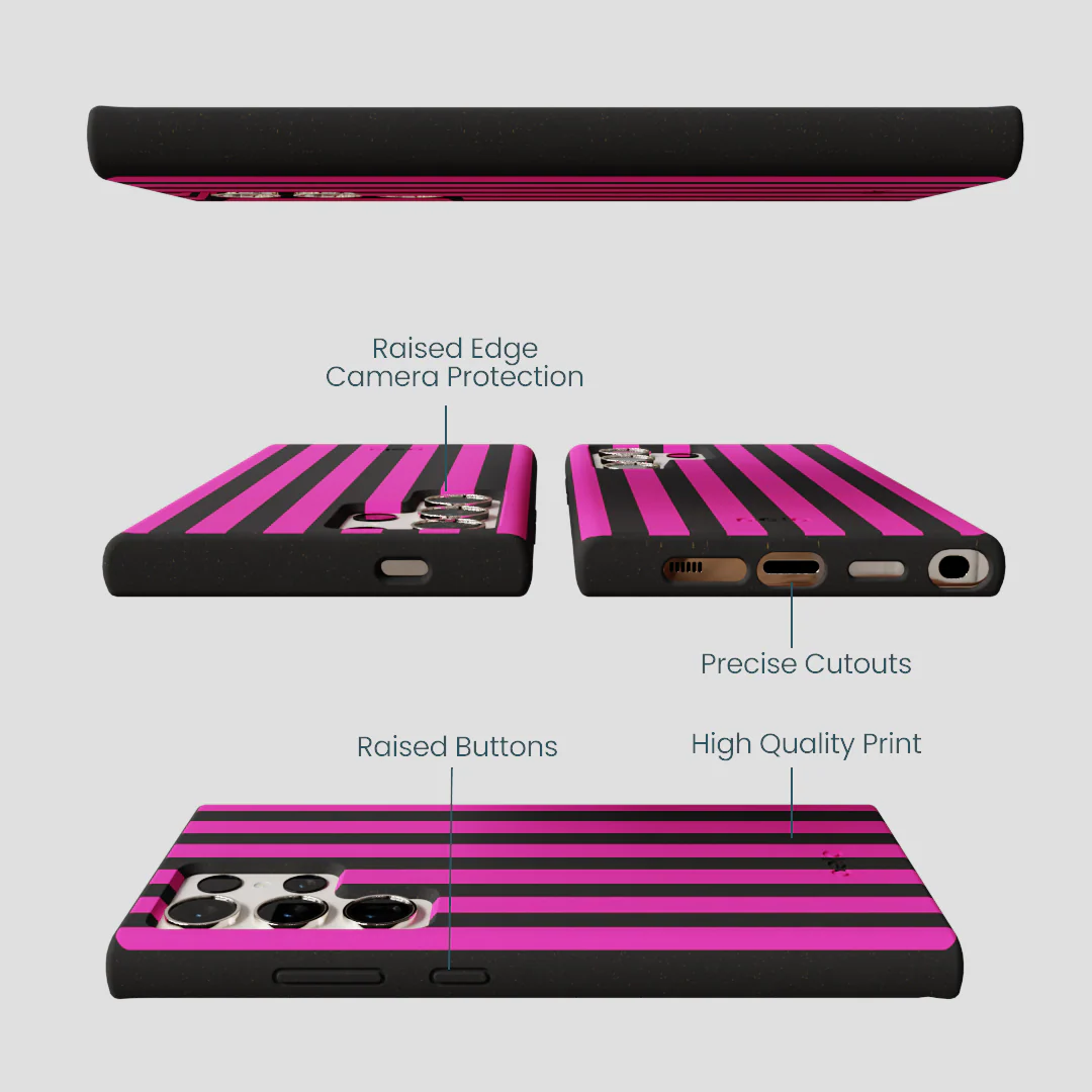 Black Pink Stripes Samsung Galaxy S24 Ultra Case - Image 2