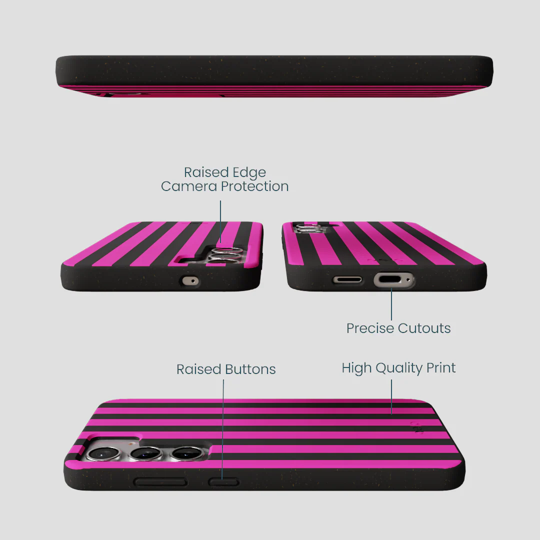 Black Pink Stripes Samsung Galaxy S25+(Plus) Case - Image 2