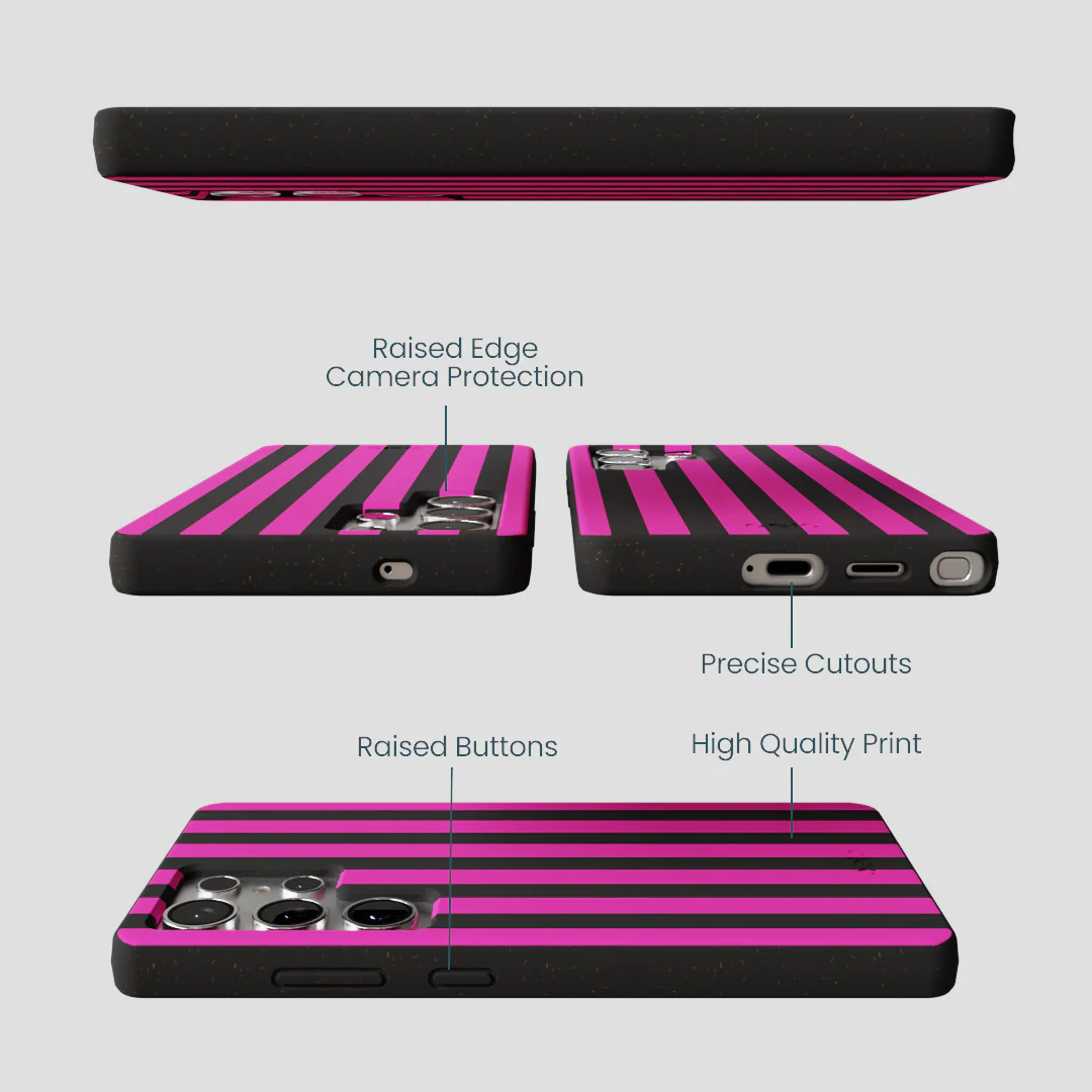 Black Pink Stripes Samsung Galaxy S25 Ultra Case - Image 2