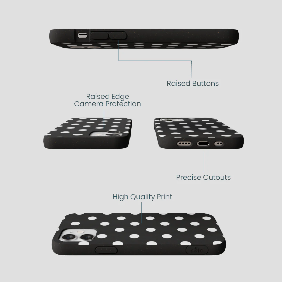 Black Polka Confetti iPhone 12 Mini Case - Image 3