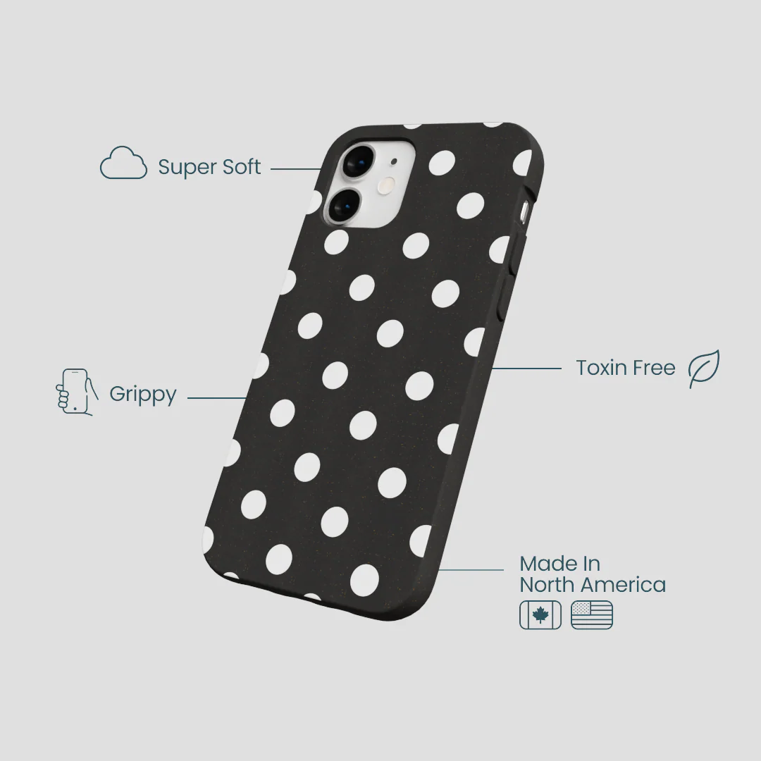 Black Polka Confetti iPhone 12 Mini Case - Image 4