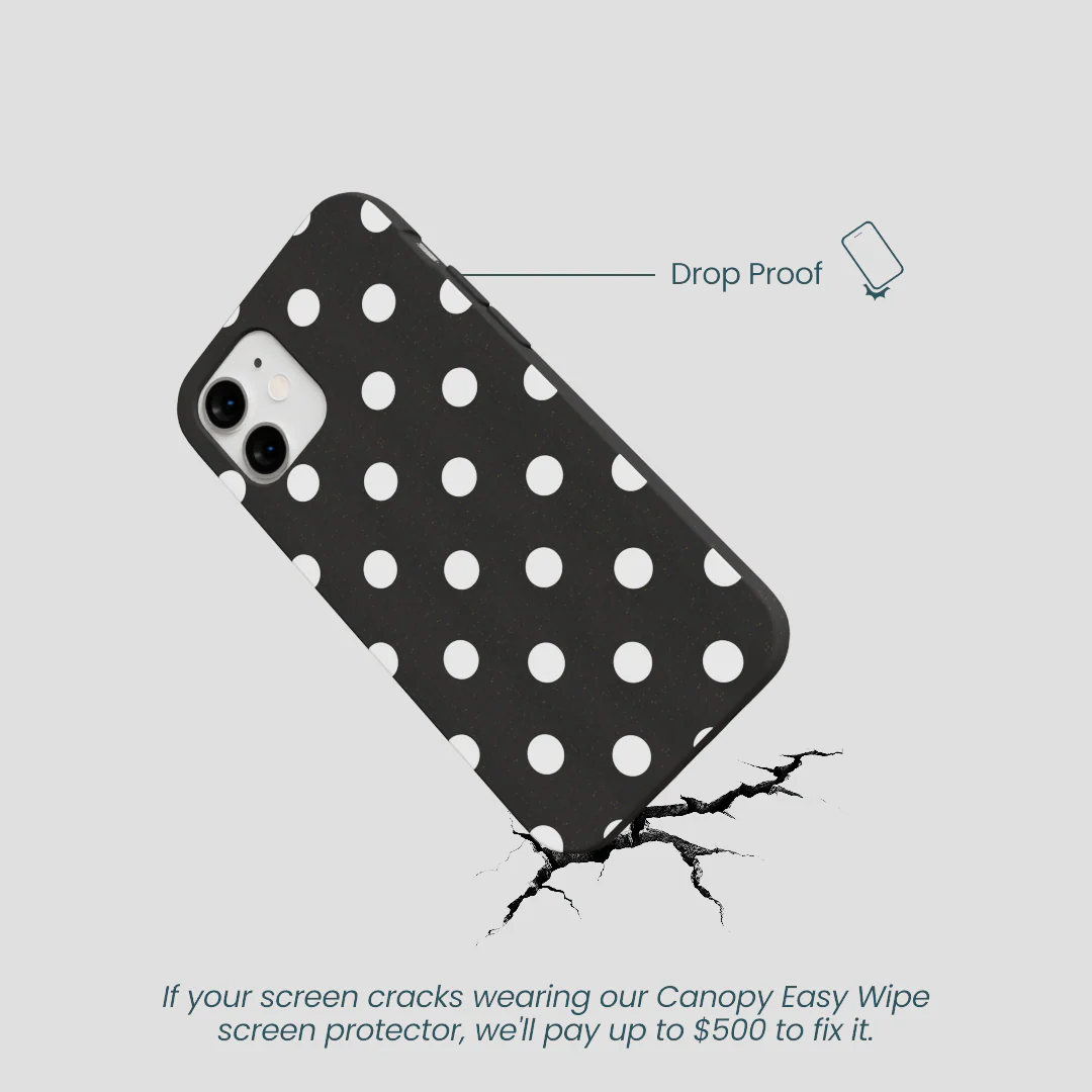 Black Polka Confetti iPhone 12 Mini Case - Image 5