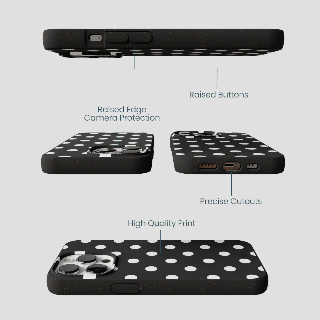 Black Polka Confetti iPhone 13 Pro Case - Image 3