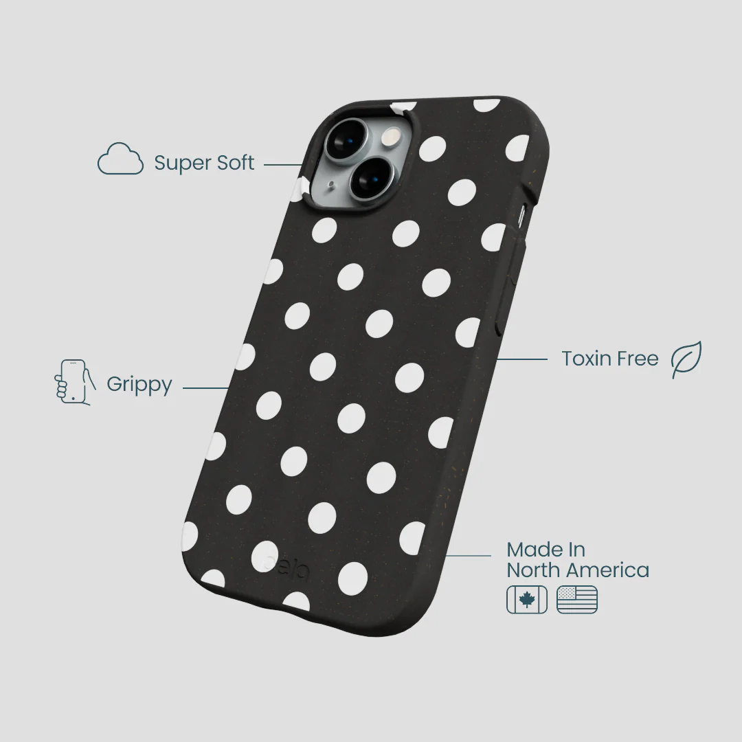 Black Polka Confetti iPhone 15 Case - Image 4