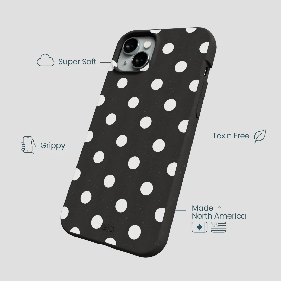 Black Polka Confetti iPhone 15 Plus Case - Image 4