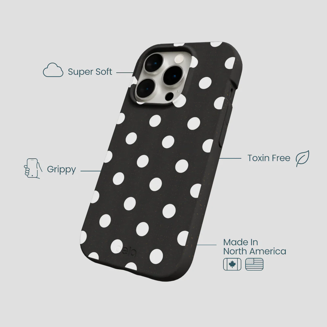 Black Polka Confetti iPhone 15 Pro Case - Image 4