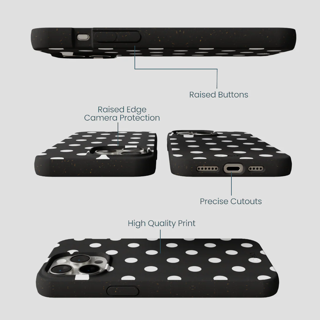 Black Polka Confetti iPhone 15 Pro Max Case - Image 3