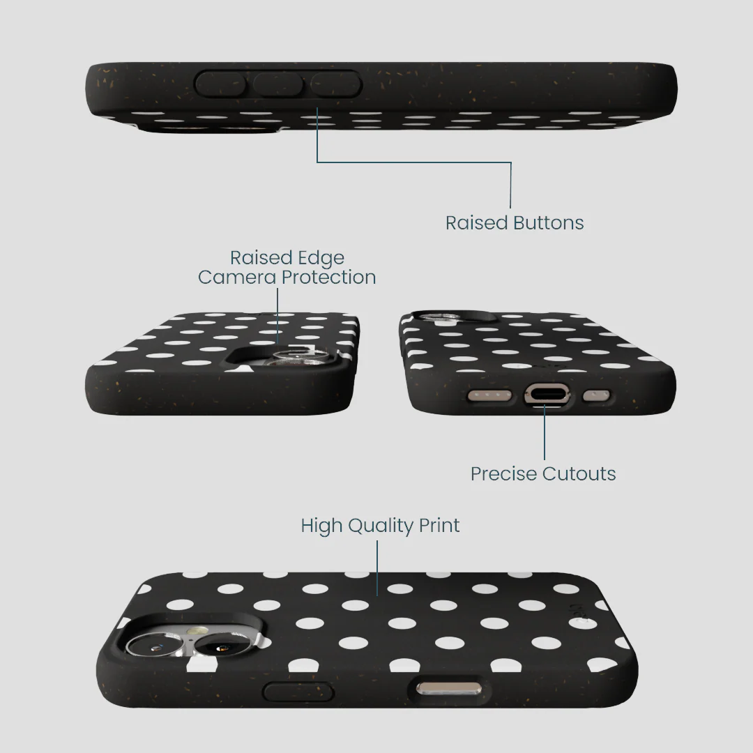 Black Polka Confetti iPhone 16 Case - Image 3