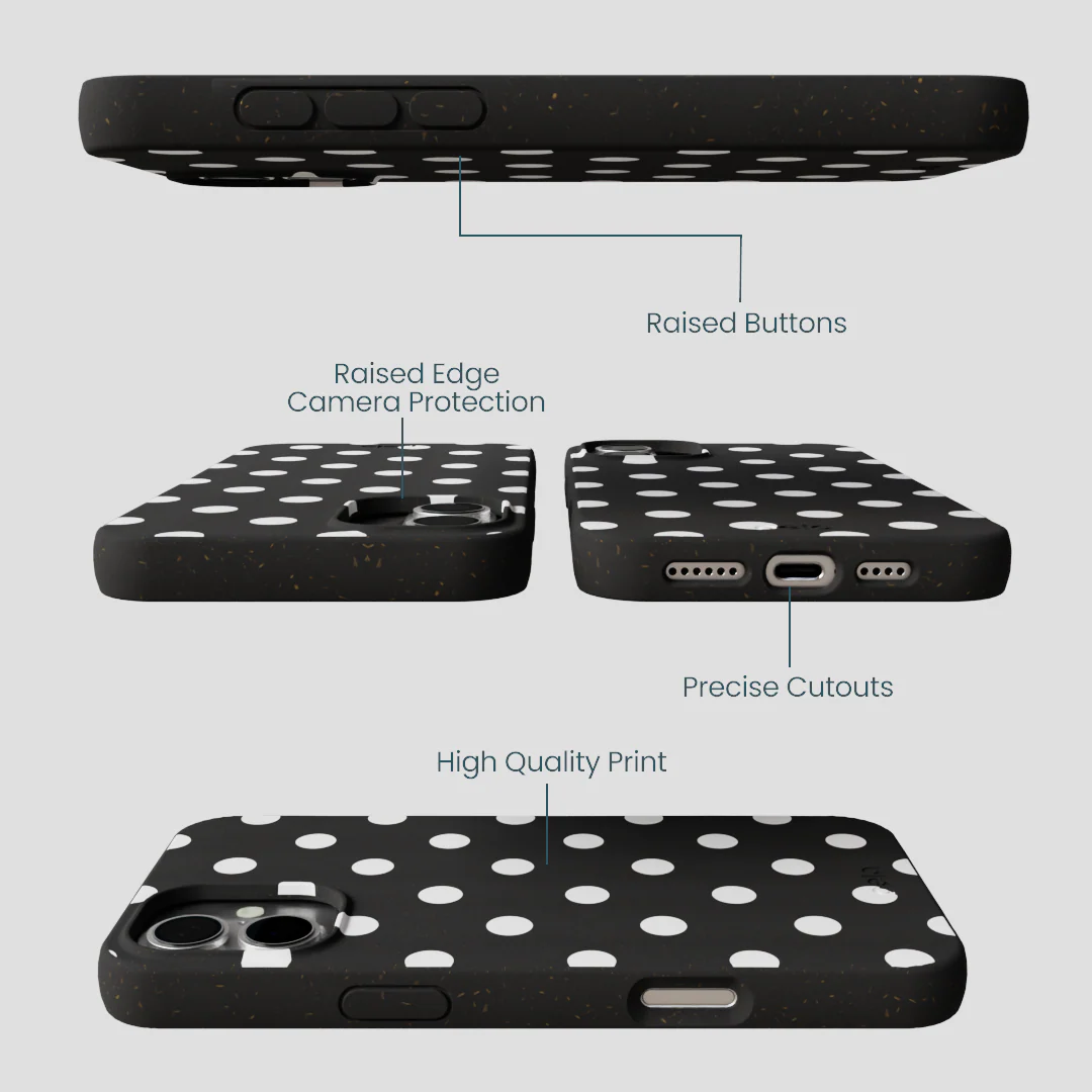 Black Polka Confetti iPhone 16 Plus Case - Image 3