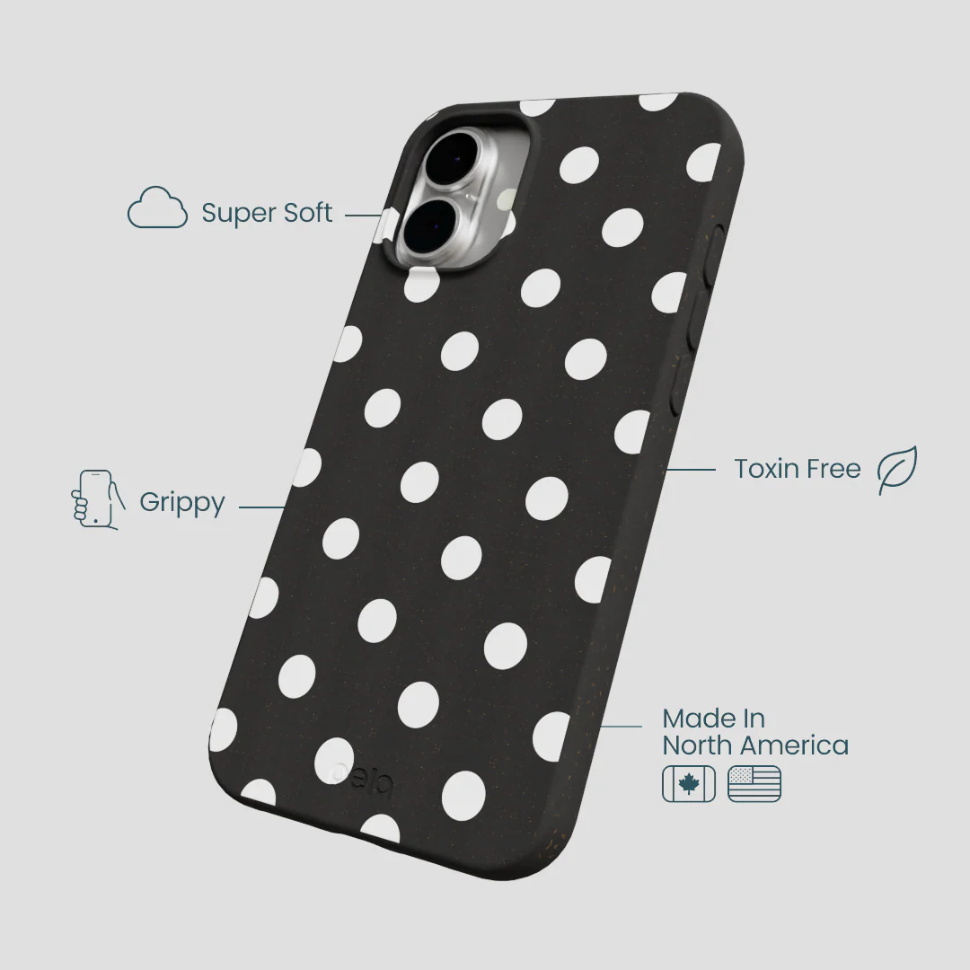 Black Polka Confetti iPhone 16 Plus Case - Image 4