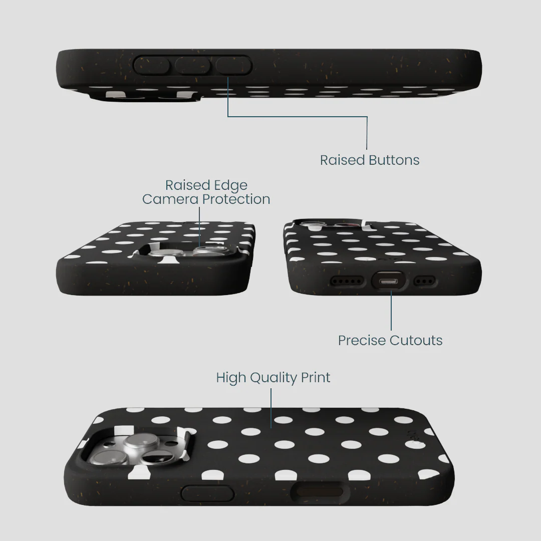 Black Polka Confetti iPhone 16 Pro Case - Image 3