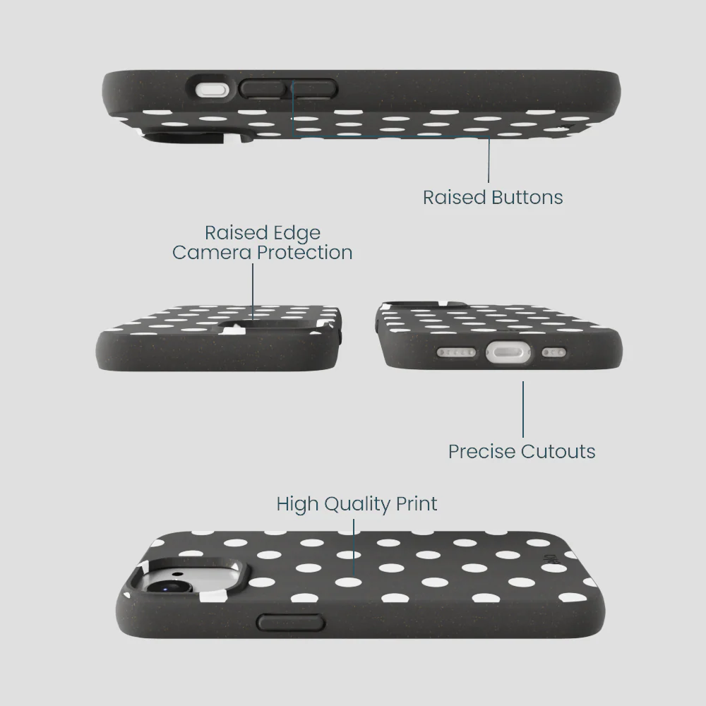 Black Polka Confetti iPhone 16e/17e Case - Image 3