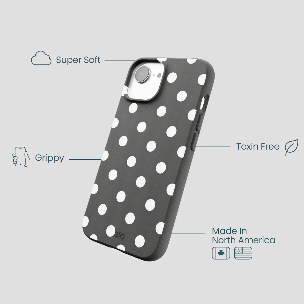 Black Polka Confetti iPhone 16e/17e Case - Image 4