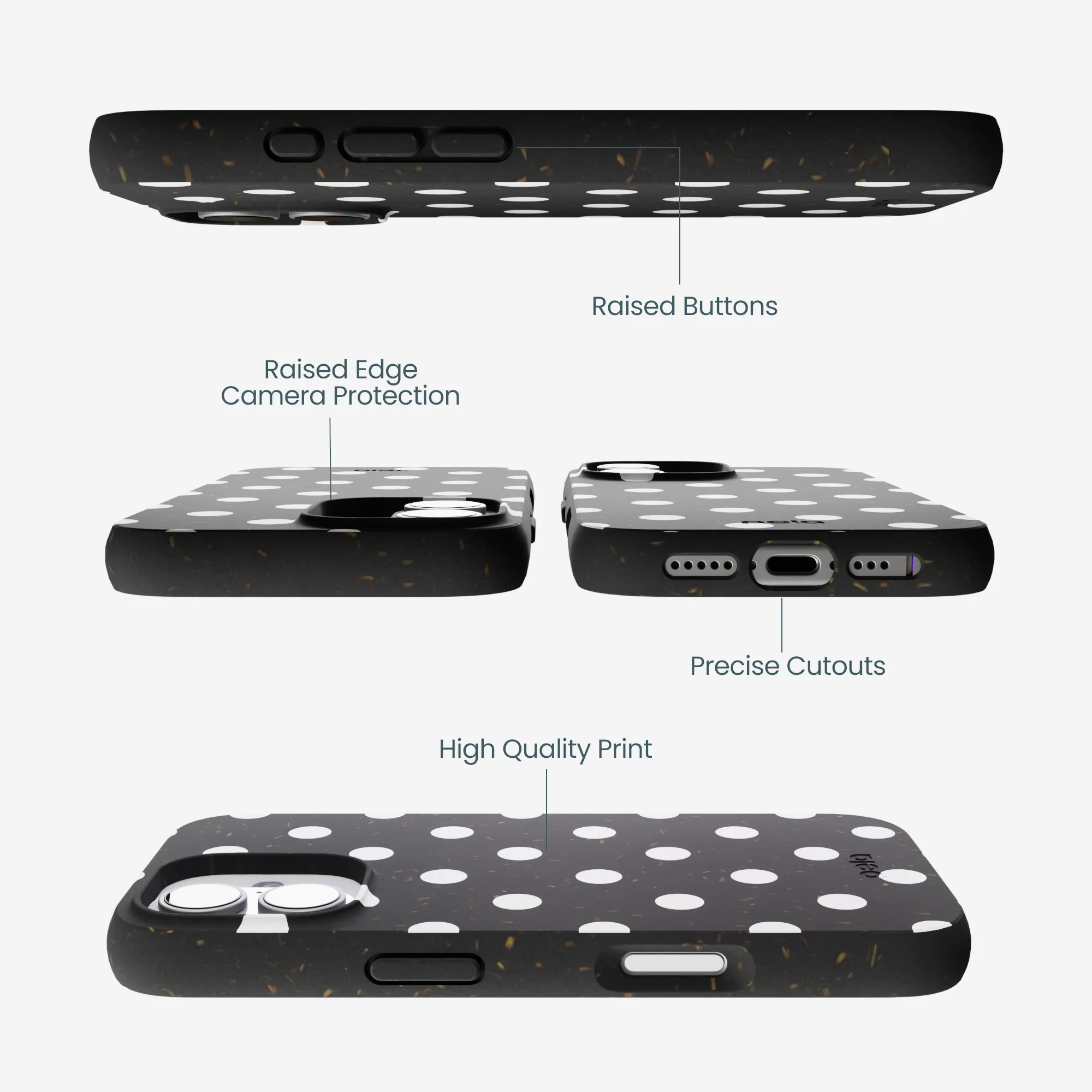 Black Polka Confetti iPhone 17 Case - Image 3