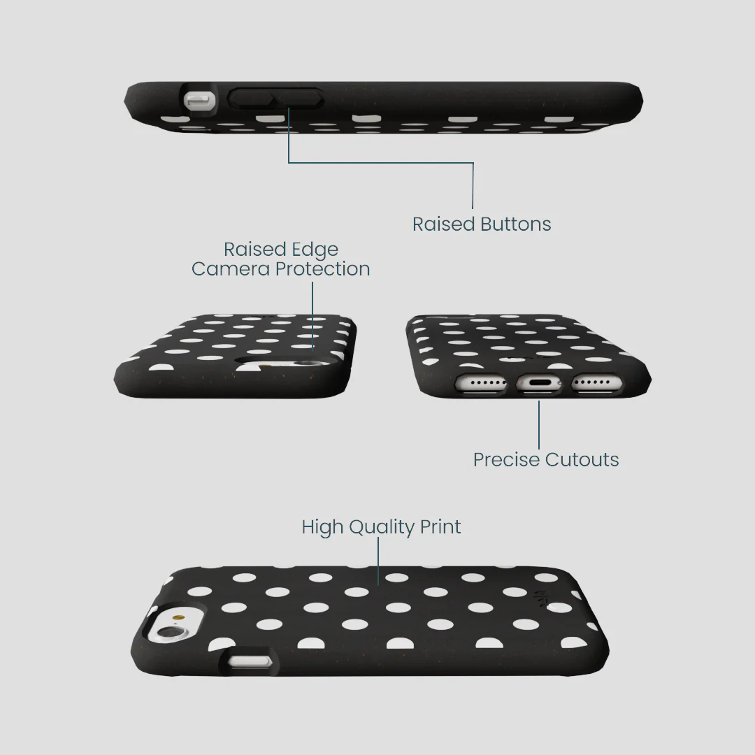 Black Polka Confetti iPhone 6/6s/7/8/SE Case - Image 3