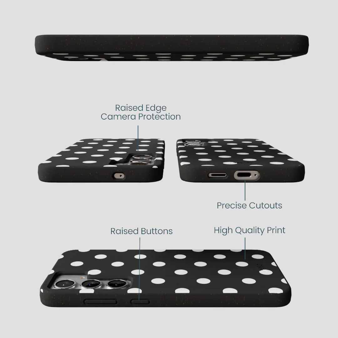 Black Polka Confetti Samsung Galaxy S25+(Plus) Case - Image 3