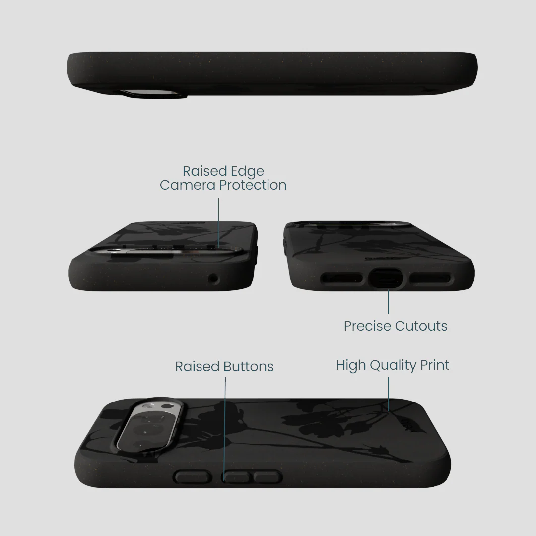 Black Shadow Petals Google Pixel 10/10 Pro Case - Image 3